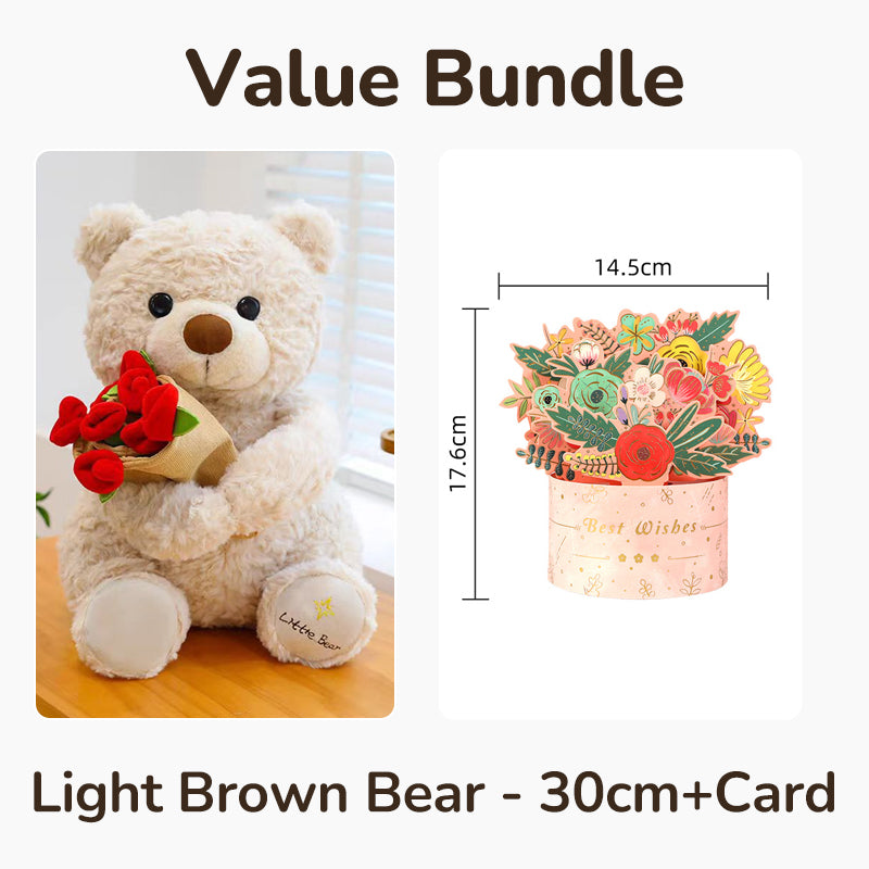 Animal Bear Gift with Rose Flower Bouquet