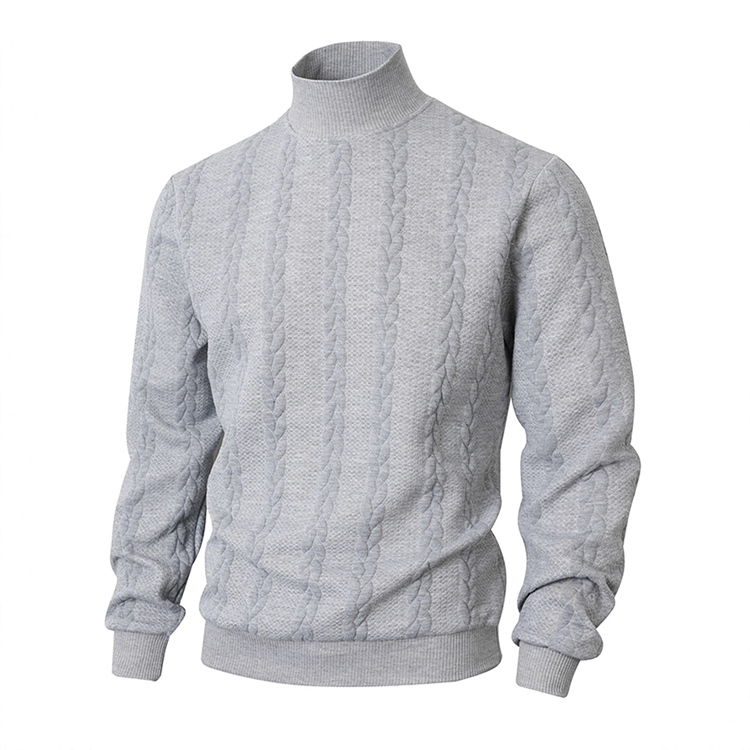Men's Fashion Mock Neck Sweater with Cable Knit
