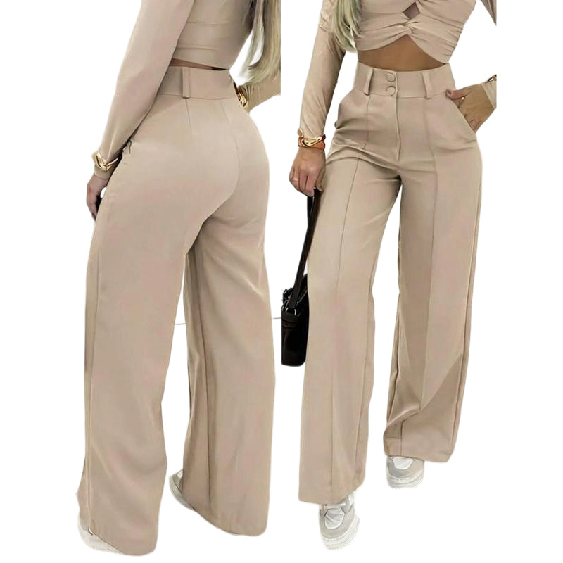 🌸LAST DAY OF SPECIAL OFFER - 49% OFF💕Women's High-Waist Wide-Leg Solid Color Trousers