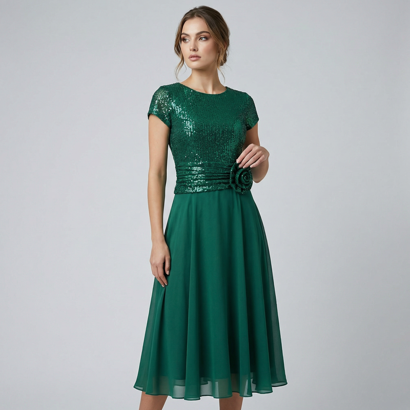 Sequin Top & Flowing Skirt 2-Piece Set