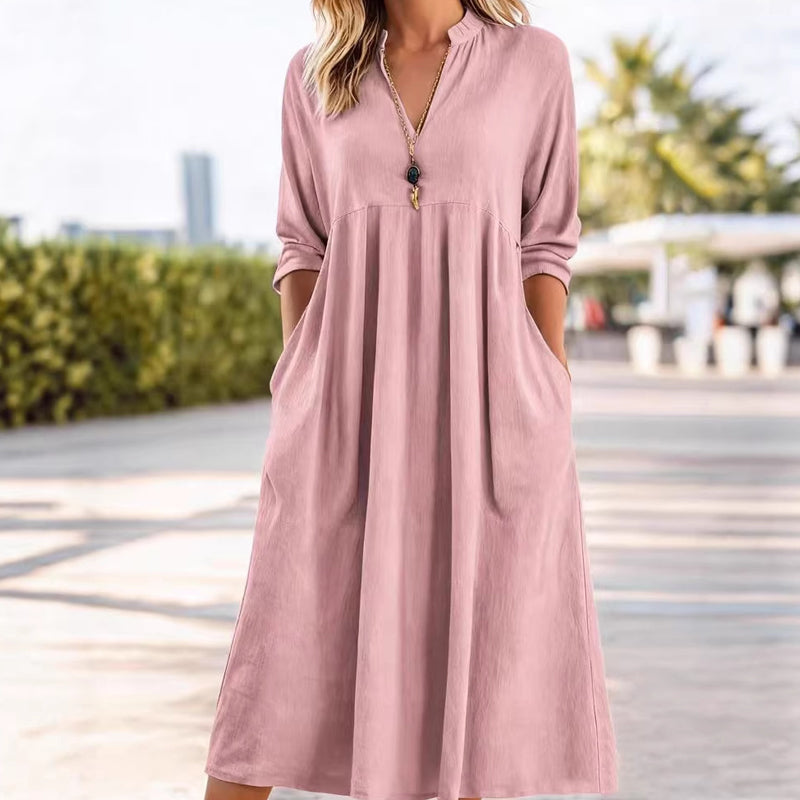 💐50% OFF ! 2026 New Arrival – Casual V-Neck Midi Dress 🌸🆕【Limited Edition】