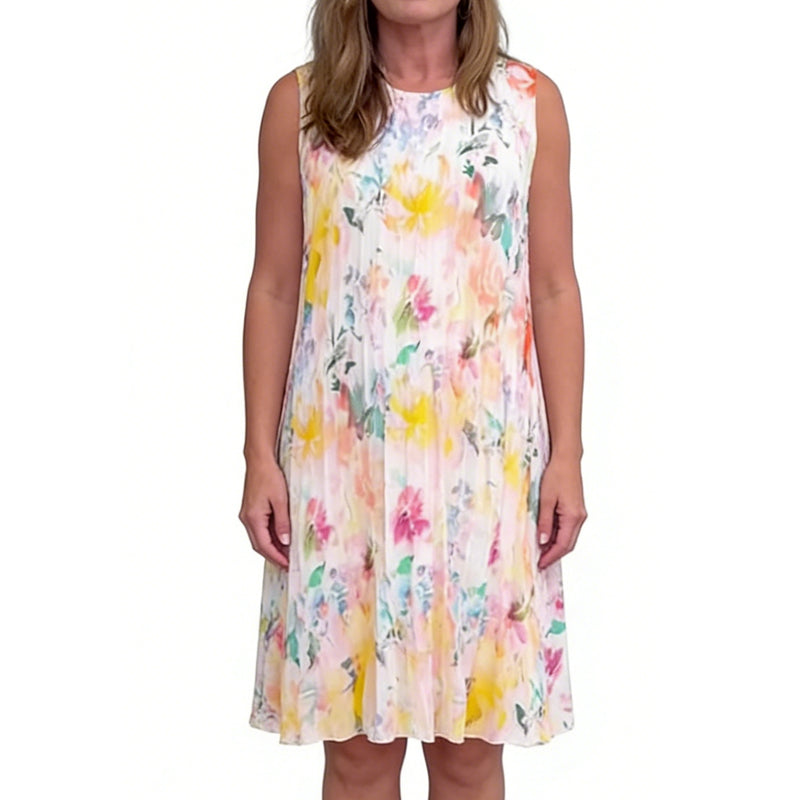 đ„ Special Sale 50% OFFđ„Womenâs Sleeveless Floral Print Pleated Dress