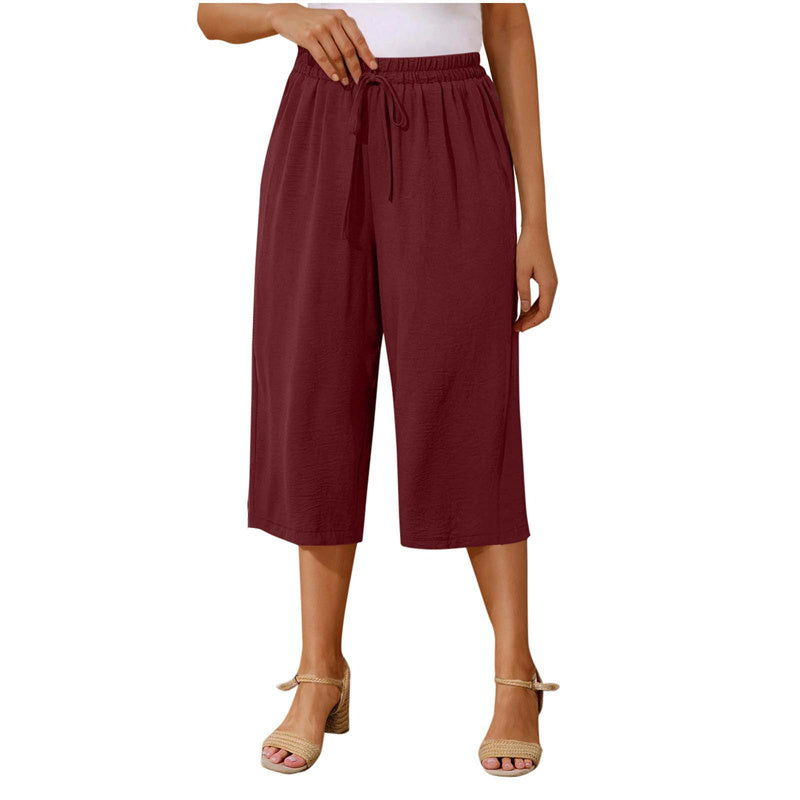 Women's Casual Drawstring Waist Capri Pants