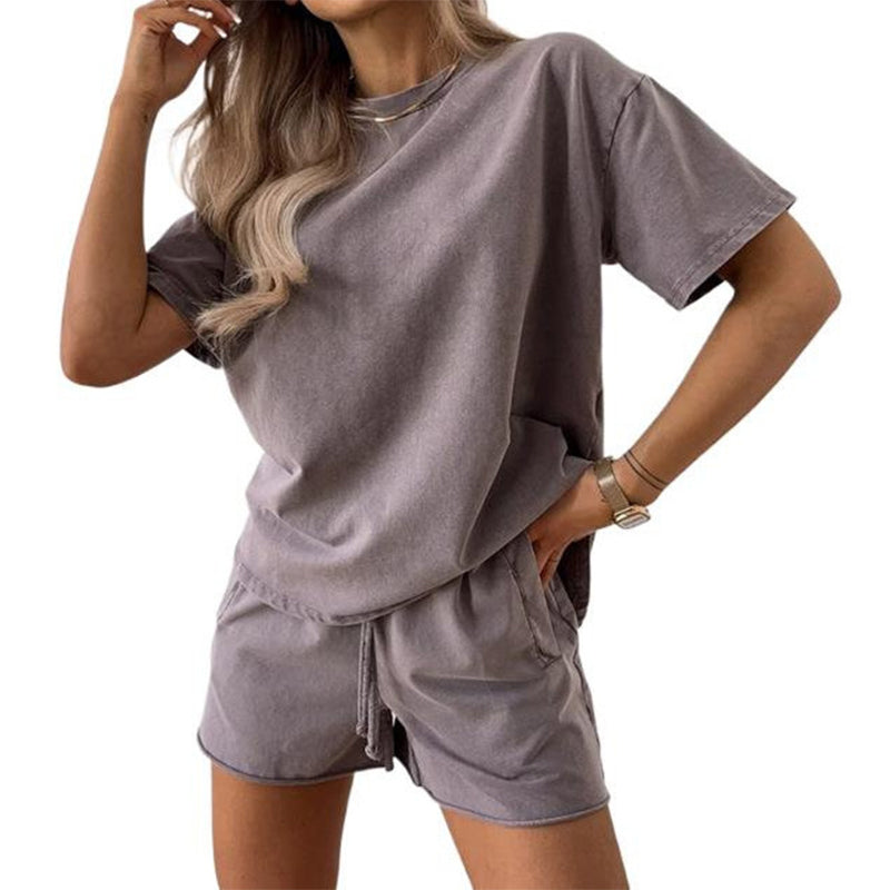 Women's Casual Solid Color Two-Piece Set