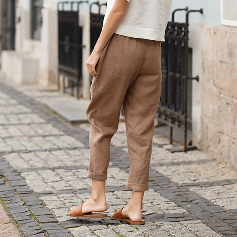 🔥Linen-cotton women's large size loose pants
