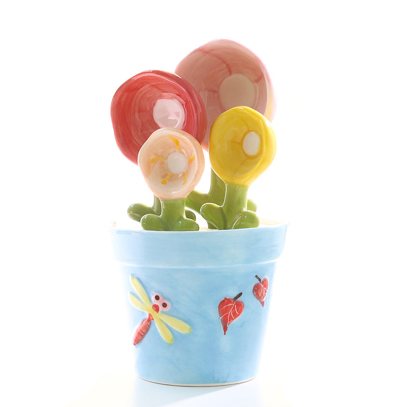 🌸 Ceramic Flower Measuring Spoons – Cute, Accurate & Display-Worthy