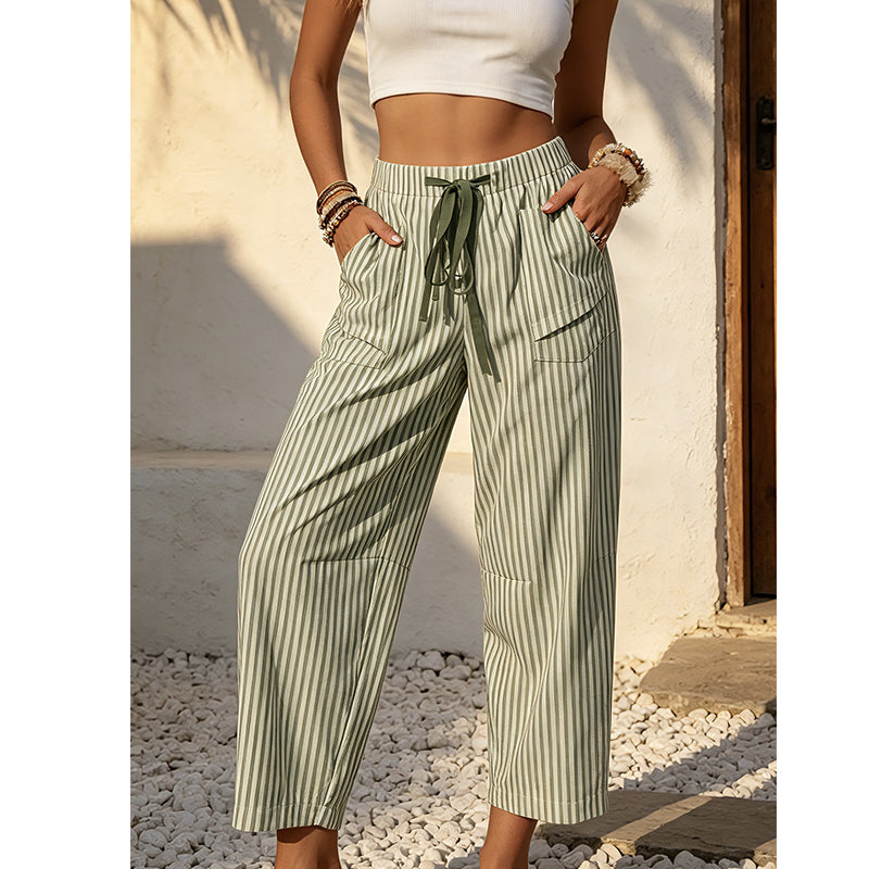 Women's Striped Cropped Lounge Pants
