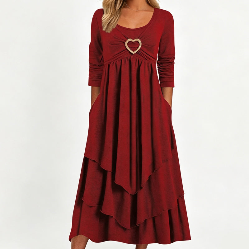 Women's Solid Color Tiered Hem Casual Dress
