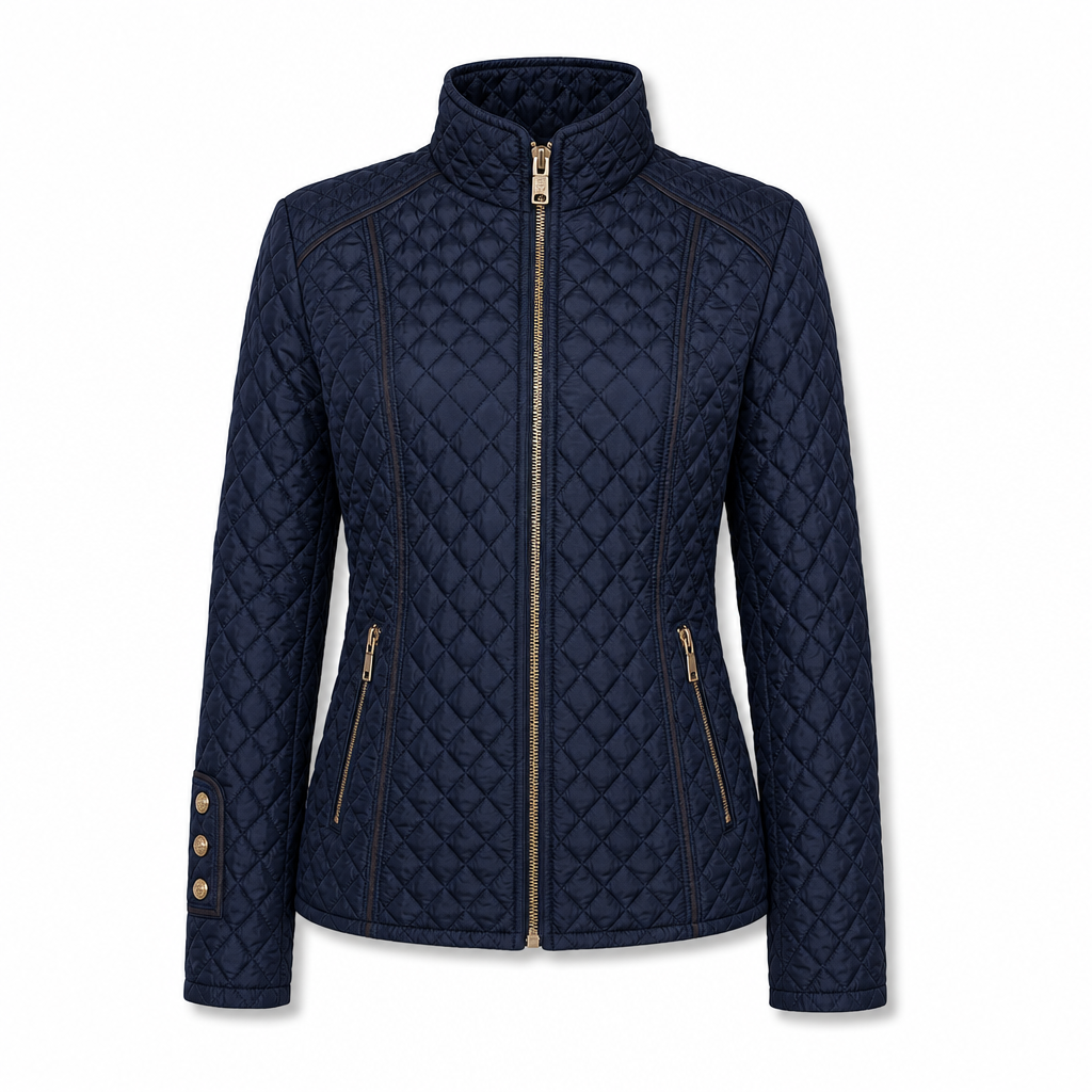 Lightweight Warmth, Beautiful Everyday Style — Women's Quilted Padded Zip-Up Jacket with a Chic Stand Collar, Classic Stitching, and a Flattering Casual Silhouette for Cooler Days