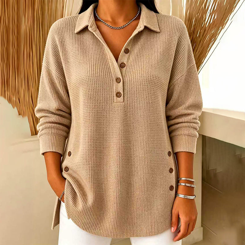 Women's Waffle Knit Long Sleeve Top