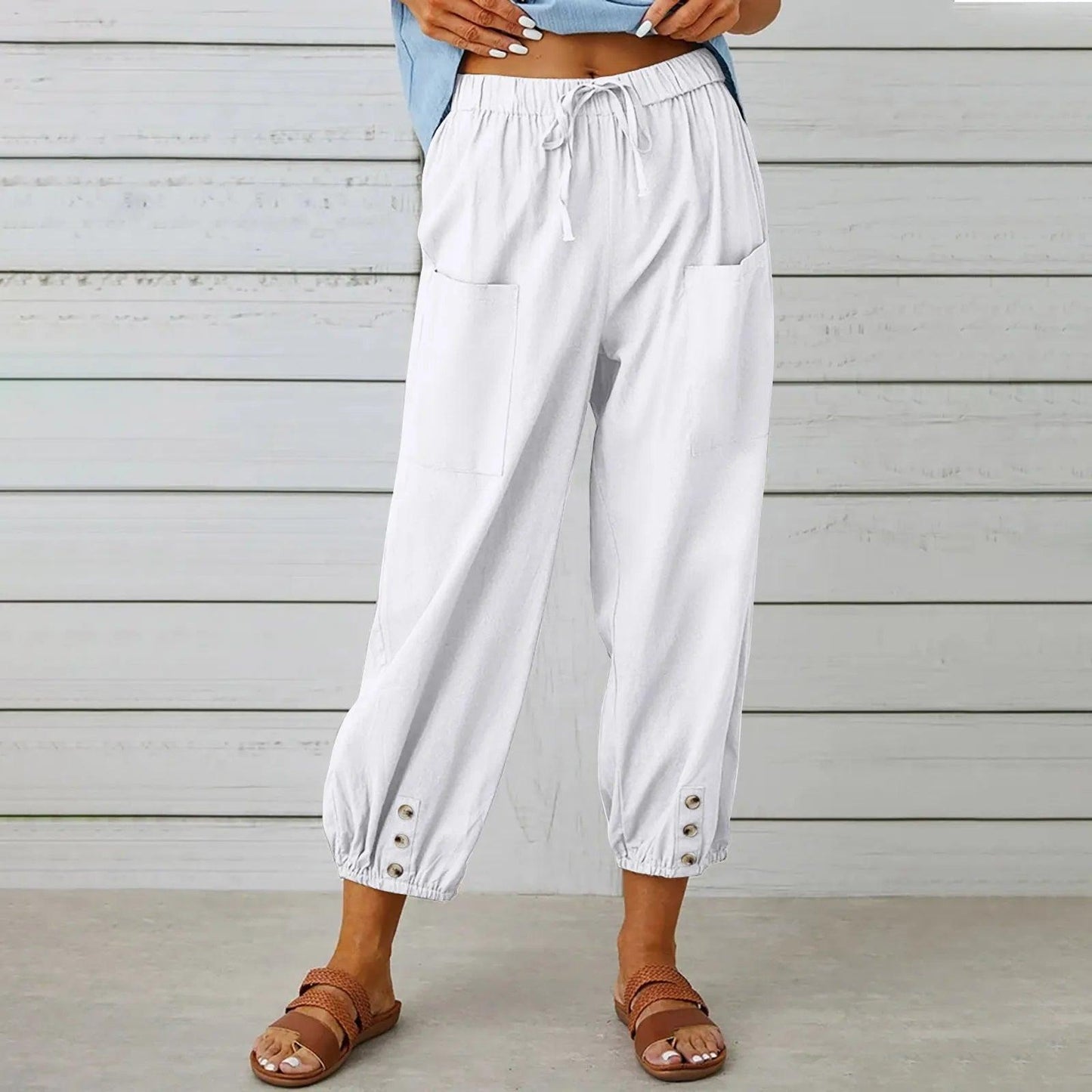 WOMEN‘S SUMMER CAPRI PANTS WIDE LEG