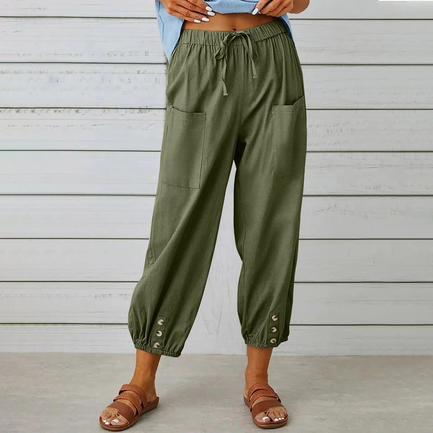 WOMEN‘S SUMMER CAPRI PANTS WIDE LEG