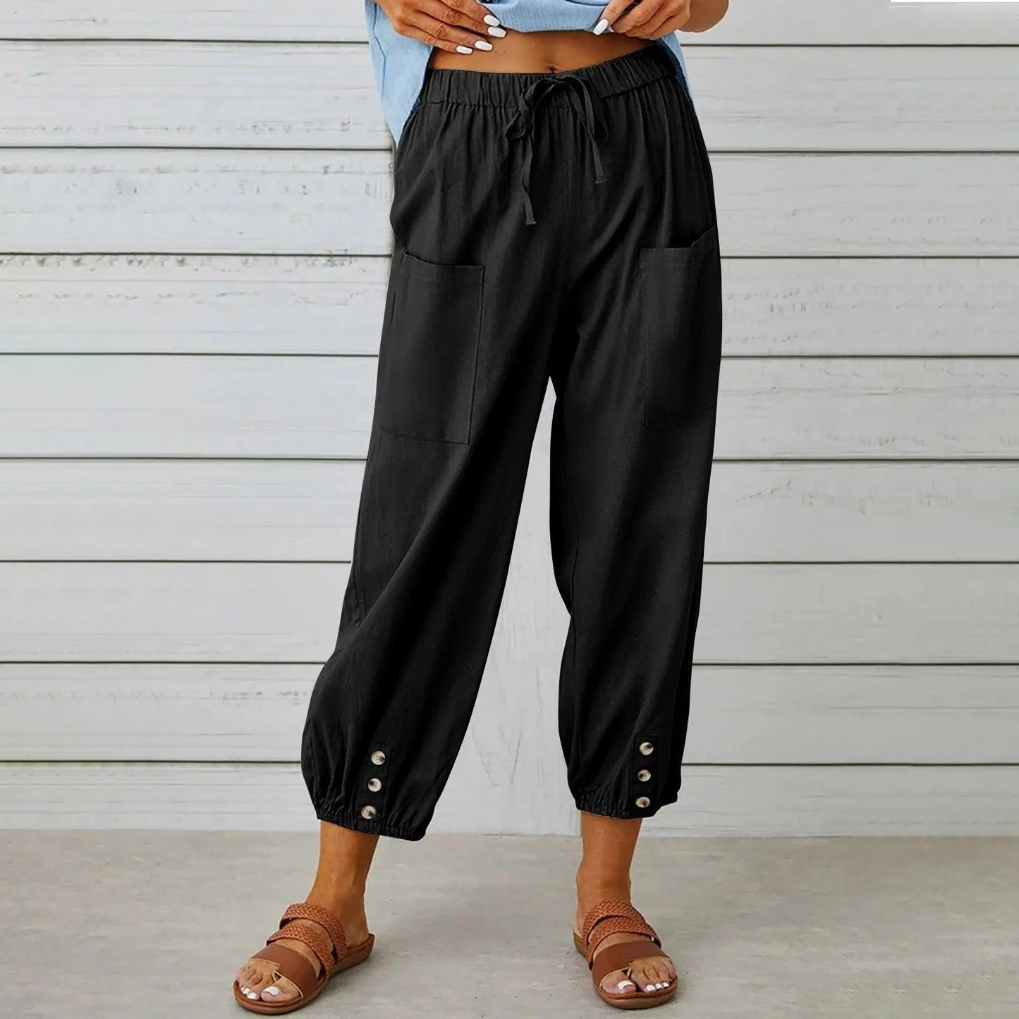 WOMEN‘S SUMMER CAPRI PANTS WIDE LEG