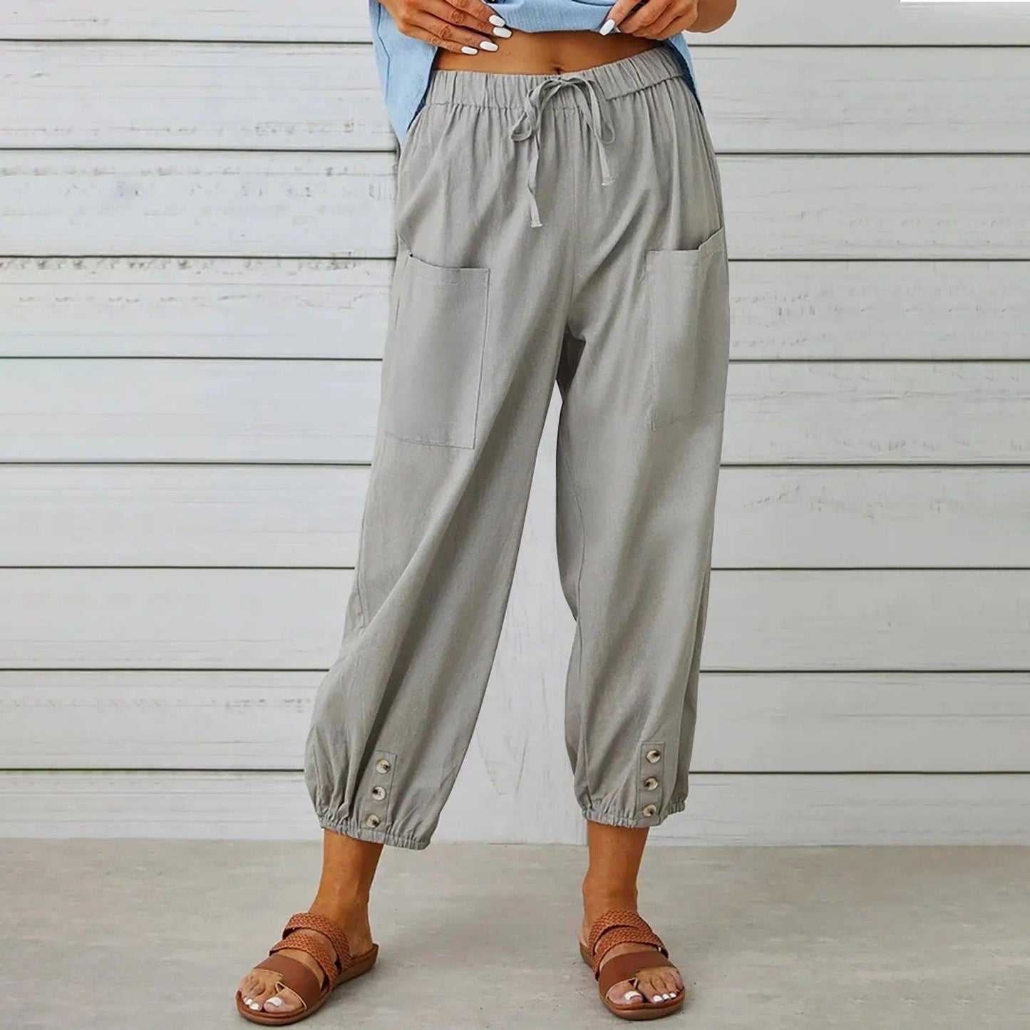 WOMEN‘S SUMMER CAPRI PANTS WIDE LEG