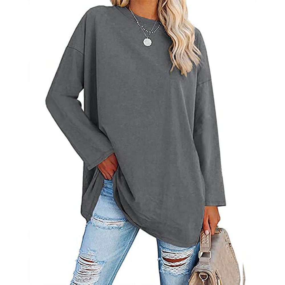New colours women's round-neck loose-fitting drop-shoulder sleeves tops