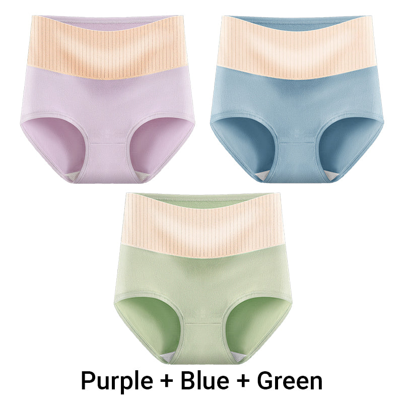 (3pcs) Women's High Waisted Breathable Antibacterial Soft Underwear