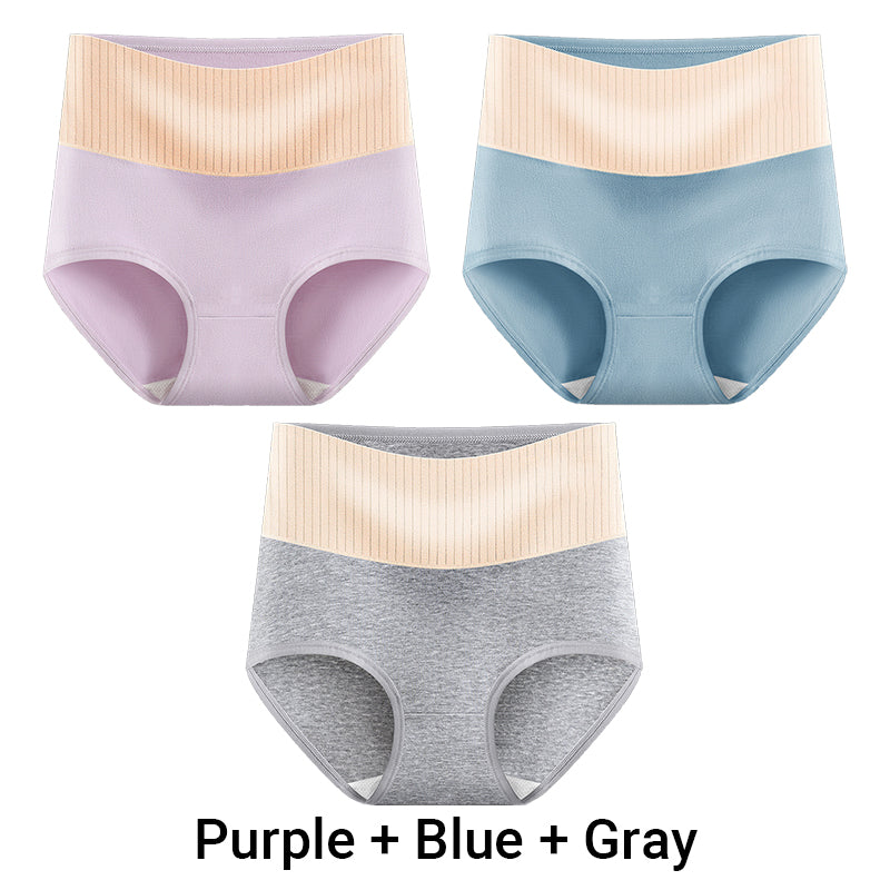 (3pcs) Women's High Waisted Breathable Antibacterial Soft Underwear