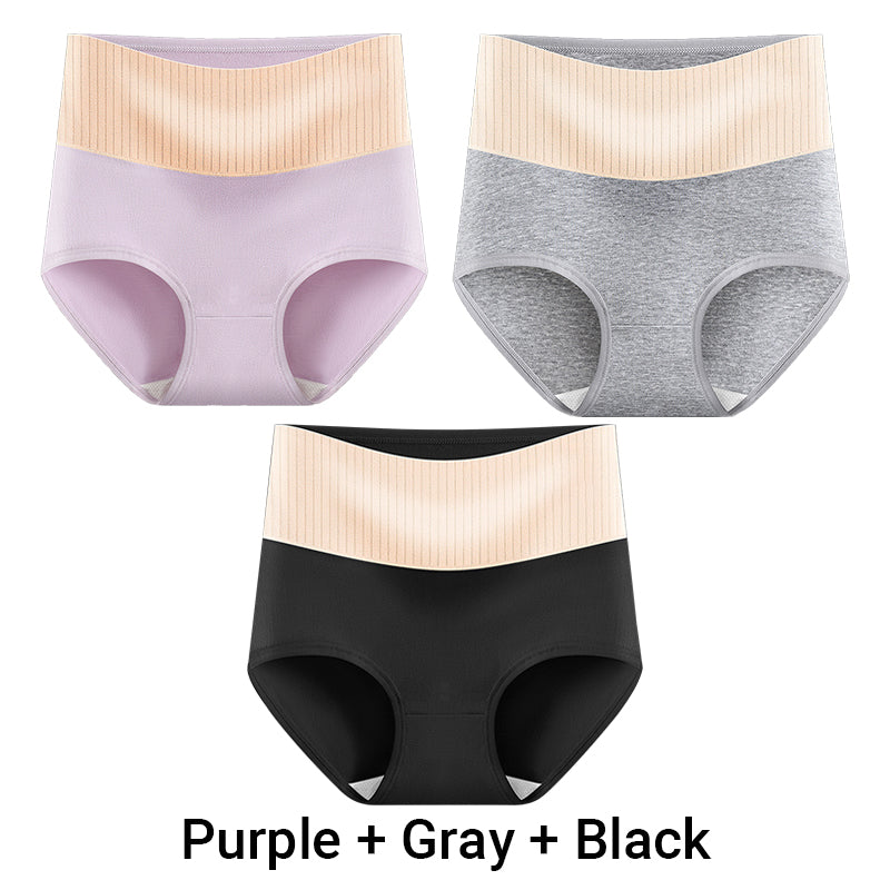 (3pcs) Women's High Waisted Breathable Antibacterial Soft Underwear