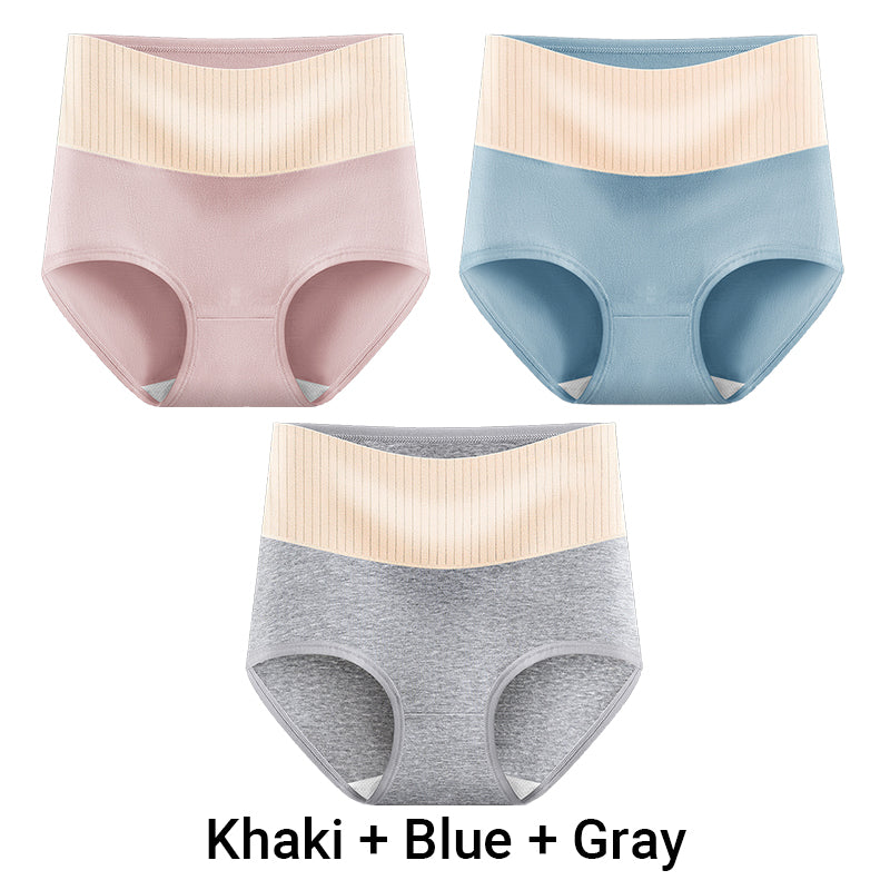 (3pcs) Women's High Waisted Breathable Antibacterial Soft Underwear