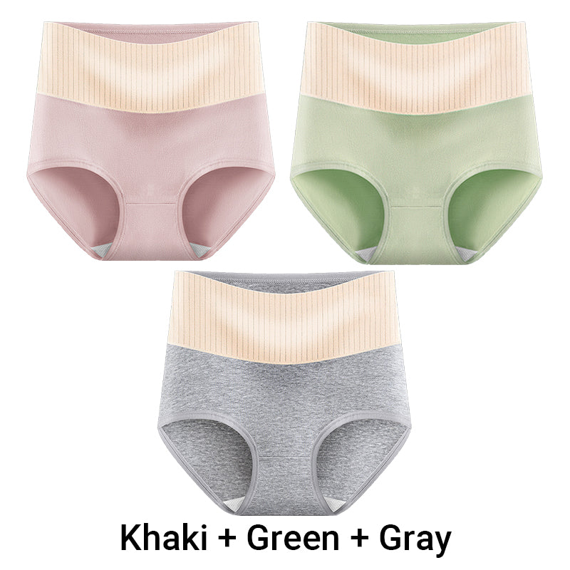 (3pcs) Women's High Waisted Breathable Antibacterial Soft Underwear