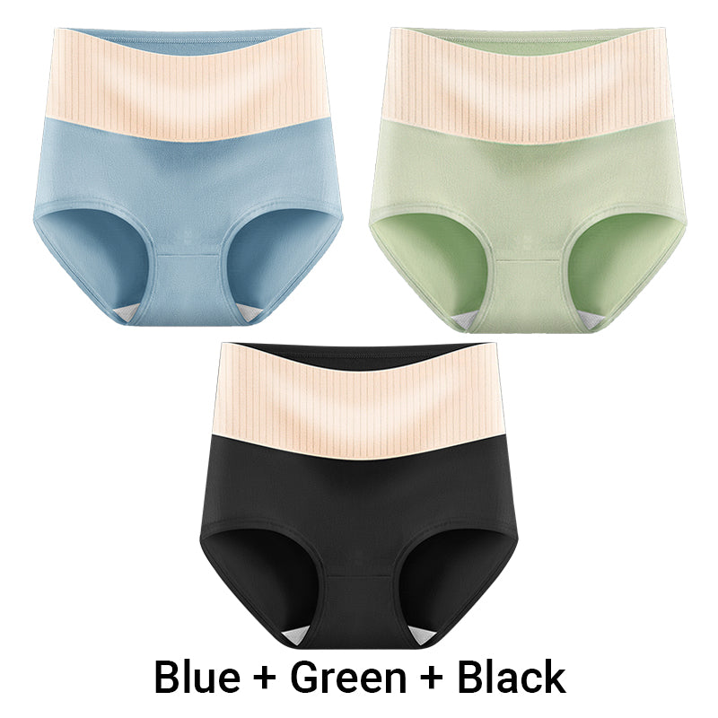 (3pcs) Women's High Waisted Breathable Antibacterial Soft Underwear