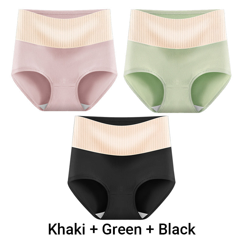 (3pcs) Women's High Waisted Breathable Antibacterial Soft Underwear