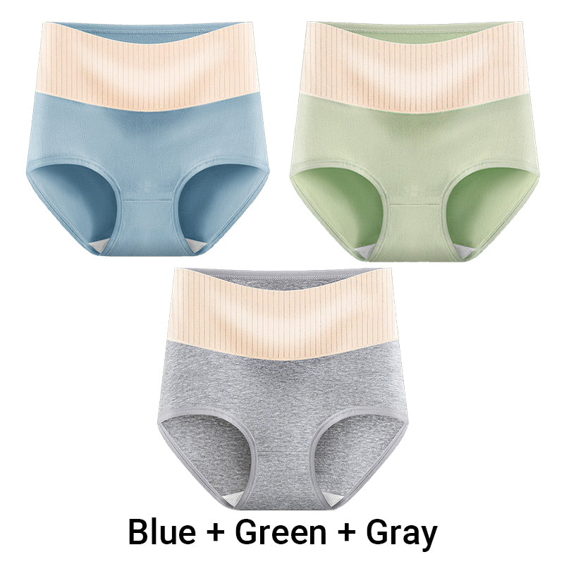 (3pcs) Women's High Waisted Breathable Antibacterial Soft Underwear