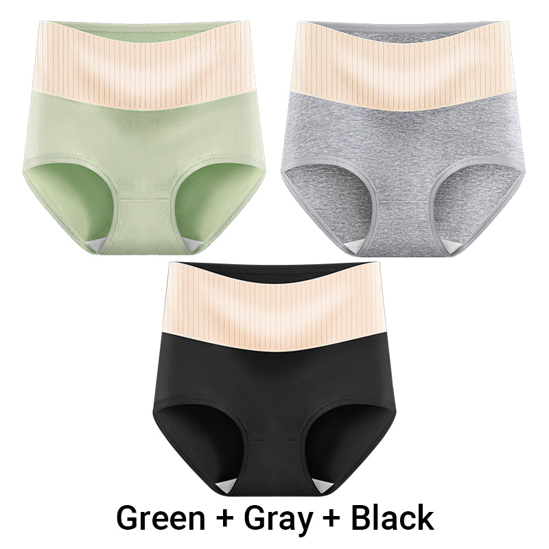(3pcs) Women's High Waisted Breathable Antibacterial Soft Underwear