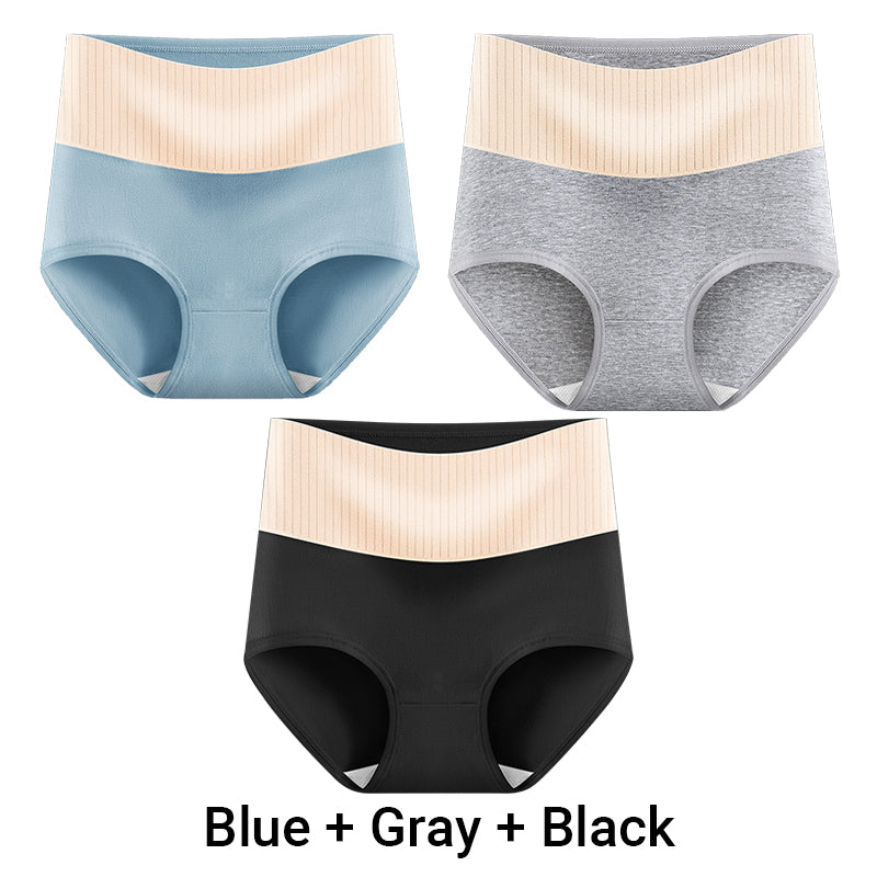 (3pcs) Women's High Waisted Breathable Antibacterial Soft Underwear