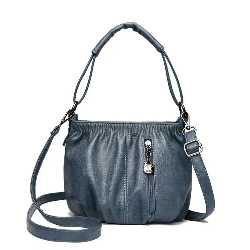 🎀2026 New Arrival🔥Casual Pleated Bucket Soft Leather Handbag Shoulder Bag