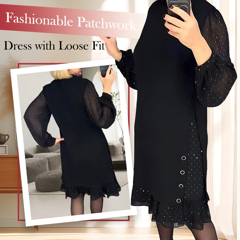 🔥Round neck dresses with plain rhinestones for women