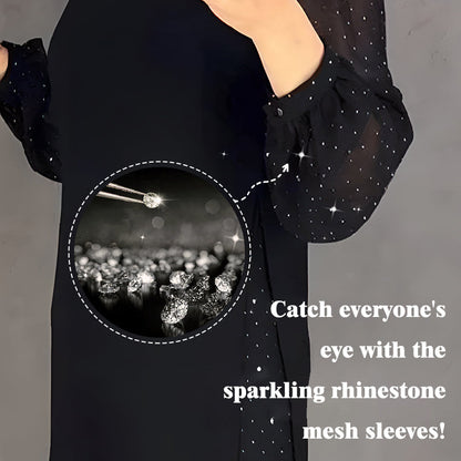 ⏳Limited-time 49% off⏰Women's Round neck dresses with plain rhinestones👗