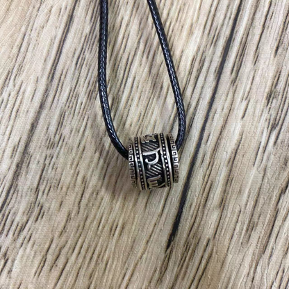 Retro Thai Silver Six-Word Mantra Good Luck Men's Necklace – Rotatable