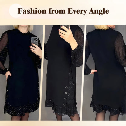 ⏳Limited-time 49% off⏰Women's Round neck dresses with plain rhinestones👗