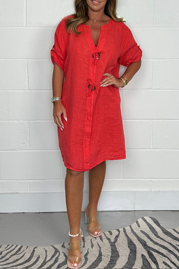 New Plus Size Button Up Tunic Dress