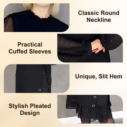 ⏳Limited-time 49% off⏰Women's Round neck dresses with plain rhinestones👗