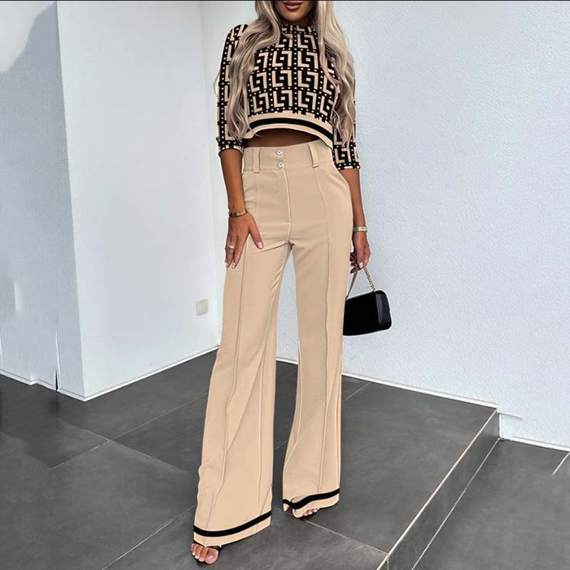 🔥New Arrival💖Women's Elegant Crop Top & Wide-Leg Pants Set👖
