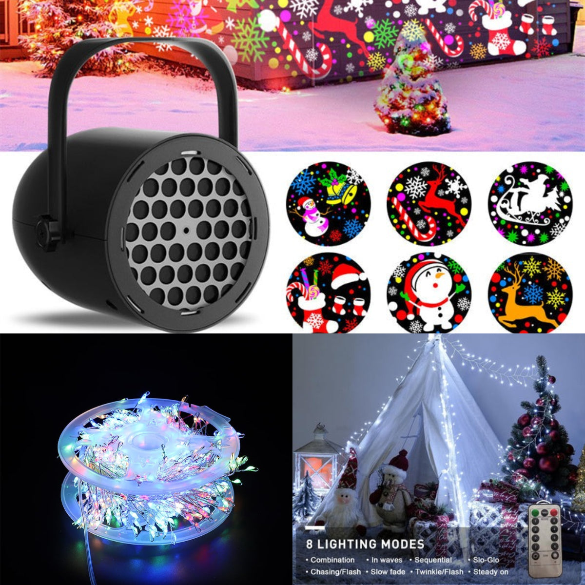 16-Pattern USB Christmas Projector Light