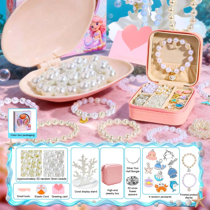 🔥New Arrival-🎅Christmas Gift idea 49%OFF -💎Oyster shell beaded gift box🎁Kids' DIY Bead Bracelet Making Kit