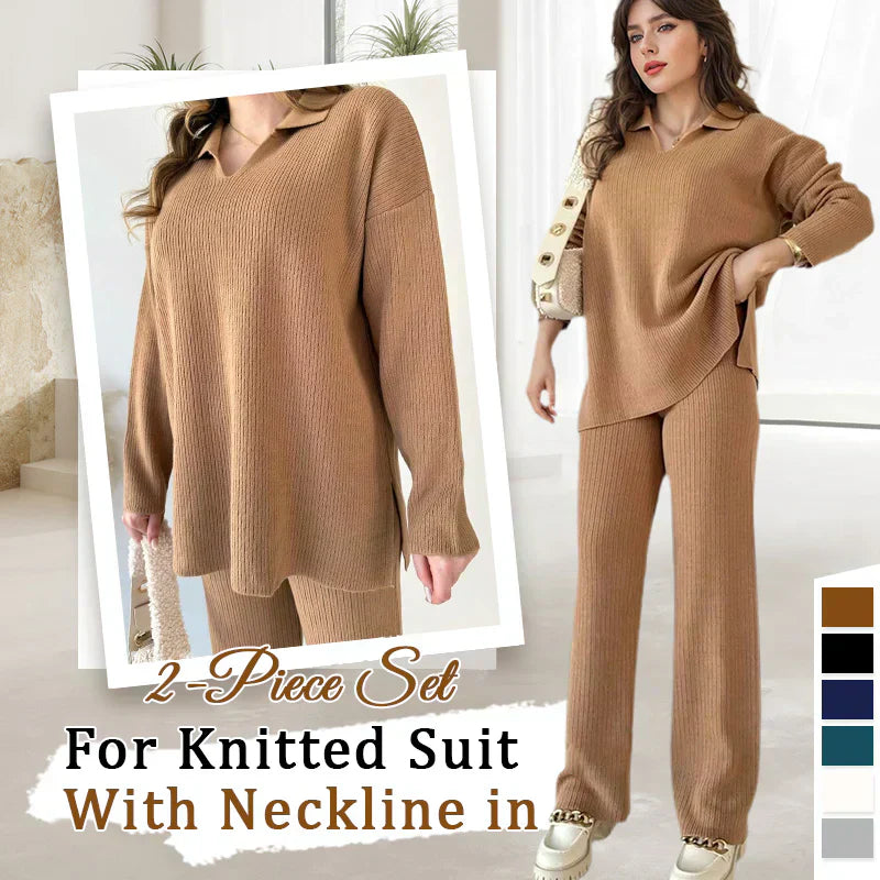 🔥Limited Time Sale 37% OFF🎁V-Neck Casual Slit Knitted Two-Piece Set