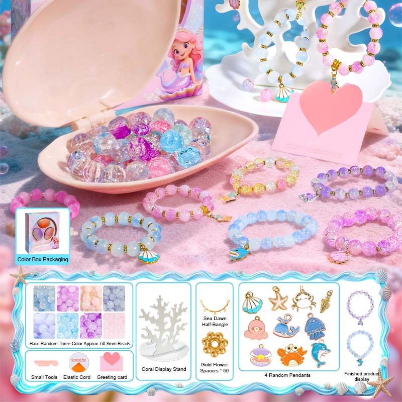 🔥New Arrival-🎅Christmas Gift idea 49%OFF -💎Oyster shell beaded gift box🎁Kids' DIY Bead Bracelet Making Kit