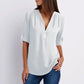 🔥Women's V-Neck Zip Large Size Adjustable Cuff Chiffon Shirt
