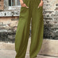 Women's Solid Colour Trousers with Elastic Waist and Pockets – Perfect for Everyday Wear