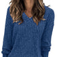 Women's V Neck Long Sleeve Solid Sweater