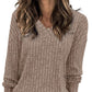 Women's V Neck Long Sleeve Solid Sweater