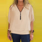 Women's Chiffon Zip-up Neck Casual Top