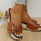 Women’s Wedge Slide Sandals with Studded Strap