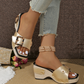 Women’s Wedge Slide Sandals with Studded Strap