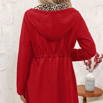 Hooded double-faced leopard print coat