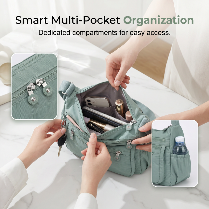 ⌛Limited-Time Offer-Lightweight Multi-Pocket Nylon Crossbody Bag